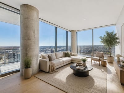 Living area at 44 East Ave Unit #1510 - 2 bed 2 bath home