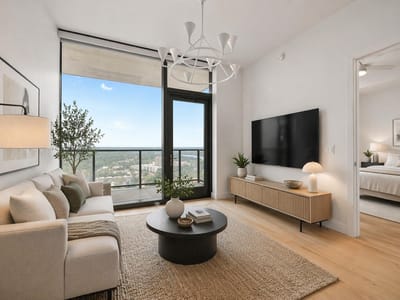 Primary bedroom at 44 East Ave Unit #2509 - 2 bed 2 bath home