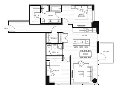 Primary bedroom at 44 East Ave Unit #2607 - 2 bed 2 bath home