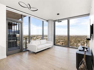 Living area at 44 East Ave Unit #2907 - 2 bed 2 bath home