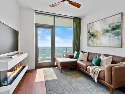 Primary bedroom at 44 East Ave Unit #3705 - 2 bed 2 bath home