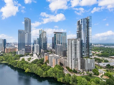 Primary bedroom at 44 East Ave Unit #4104 - 2 bed 2 bath home