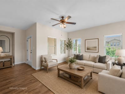 Living area at 4416 Berkman Dr Unit #B - 3 bed 2 bath home