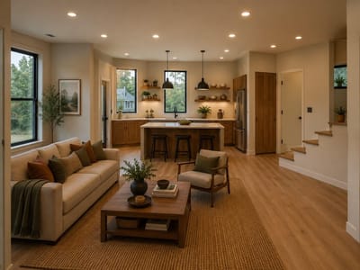 Living area at 4604-2 Santa Anna ST - 3 bed 2 bath home