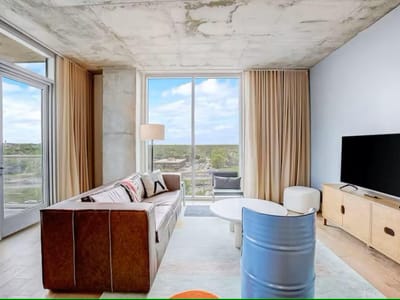 Living area at 48 East Ave Unit #1104 - 1 bed 1 bath home