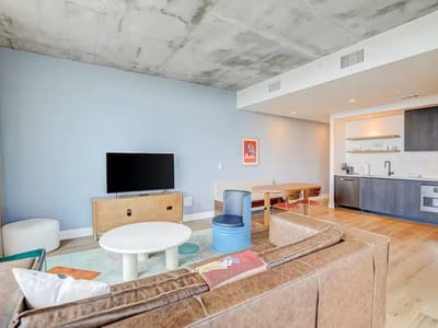 Primary bedroom at 48 East Ave Unit #1104 - 1 bed 1 bath home