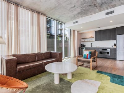 Living area at 48 East Ave Unit #1308 - 1 bed 1 bath home