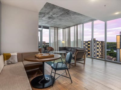 Primary bedroom at 48 East Ave Unit #1308 - 1 bed 1 bath home