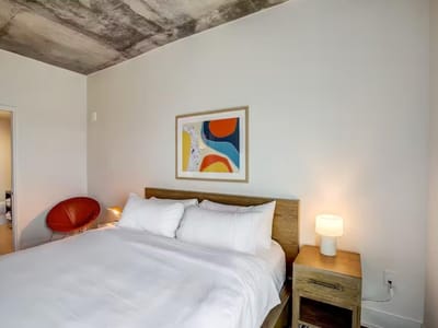 Primary bedroom at 48 East Ave Unit #1705 - 1 bed 1 bath home