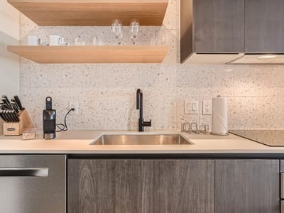 Primary bedroom at 48 East Ave Unit #1707 - 1 bed 1 bath home