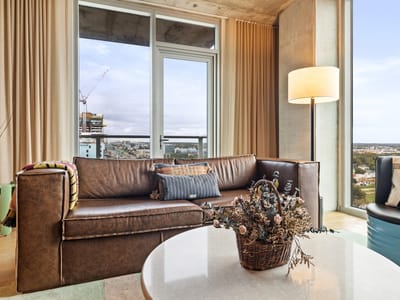 Primary bedroom at 48 East Ave Unit #1804 - 1 bed 1 bath home