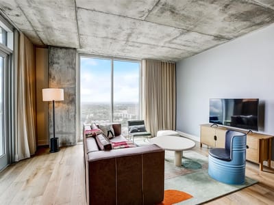 Primary bedroom at 48 East Ave Unit #2504 - 1 bed 1 bath home