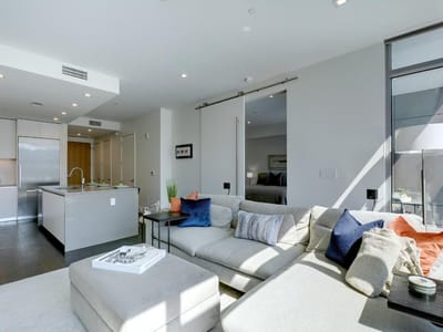 Primary bedroom at 501 West Ave Unit #703 - 1 bed 1 bath home