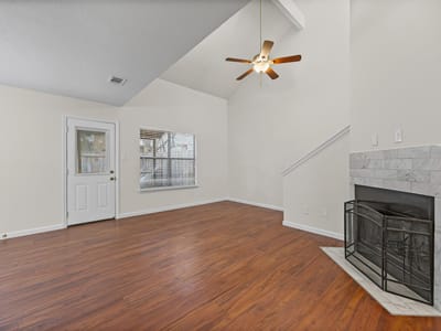 Primary bedroom at 512 Eberhart Ln Unit #1402 - 2 bed 1 bath home