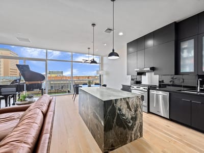 Kitchen at 555 E 5th St Unit #521 - 1 bed 1 bath home