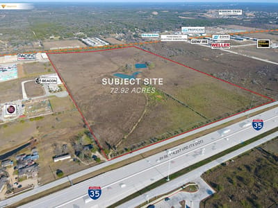 Aerial view with Interstate 35 frontage at 5600 South I-35 - None, San Marcos, TX
