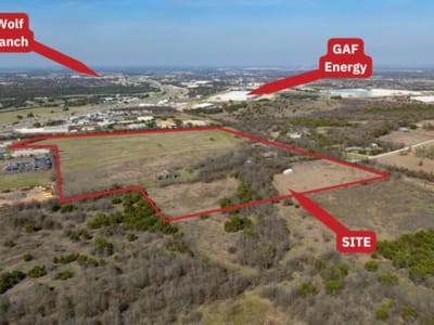 Aerial view with annotated aerial and IH-35 area context at 580 Rabbit Hill Rd - G305M50H - E Gtown ISD Abstracts, Georget...