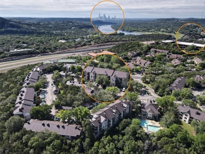 Living area at 6000 Shepherd Mountain CV Unit #315 - 2 bed 2 bath home