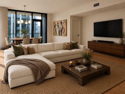 Living area at 610 Davis ST Unit #4301 - 3 bed 3 bath home