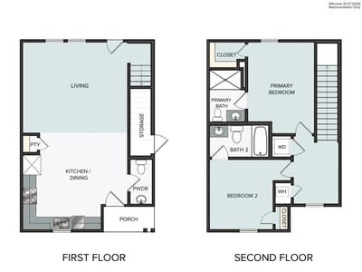 Living area at 615 Pond View DR - 2 bed 2 bath home