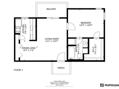Living area at 6903 Deatonhill Dr Unit #2 - 1 bed 1 bath home