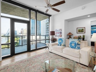 Living area - 70 Rainey St Unit #1306 Living area at 70 Rainey St Unit #1306 - 3 bed 3 bath home
