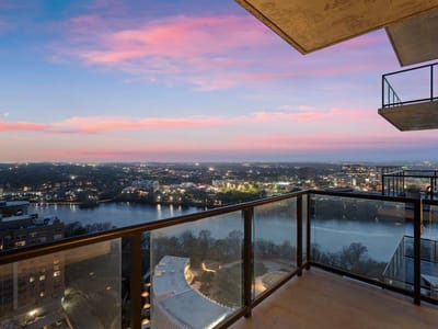 Primary bedroom at 70 Rainey St Unit #1901 - 2 bed 2 bath home