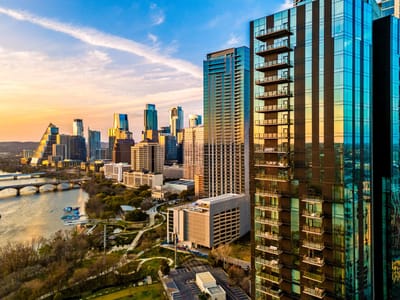 Living area at 70 Rainey St Unit #2001 - 2 bed 2 bath home