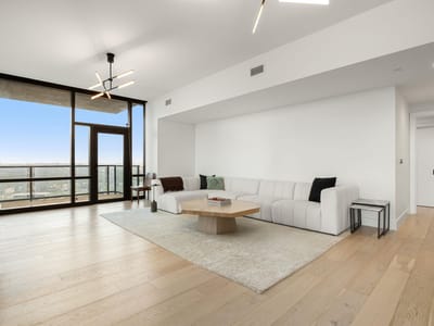Primary bedroom at 70 Rainey St Unit #2001 - 2 bed 2 bath home