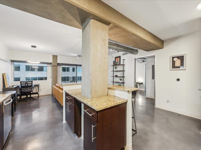 Living area at 800 Brazos St Unit #1002 - 1 bed 1 bath home