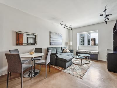 Primary bedroom at 800 Brazos ST Unit #1111 - 1 bed 1 bath home