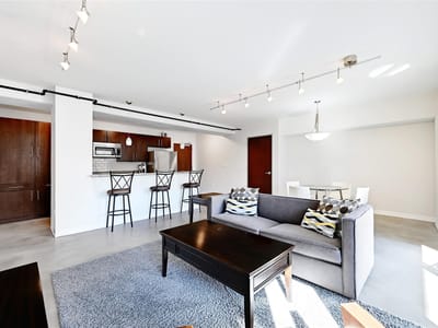 Primary bedroom at 800 Brazos St Unit #705 - 1 bed 1 bath home