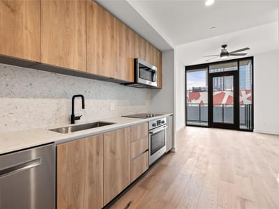 Living area at 84 East Ave Unit #1608 - 1 bed 1 bath home