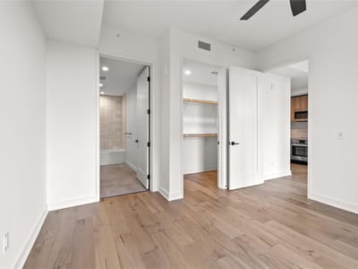 Primary bedroom at 84 East Ave Unit #1608 - 1 bed 1 bath home