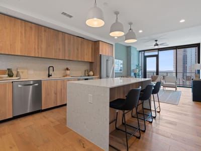 Living area at 84 East Ave Unit #1610 - 2 bed 2 bath home