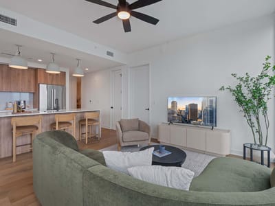 Living area at 84 East Ave Unit #1801 - 2 bed 2 bath home
