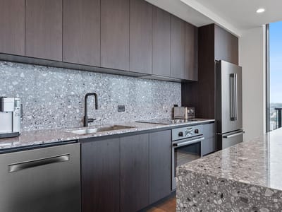 Primary bedroom at 84 East Ave Unit #1904 - 1 bed 1 bath home
