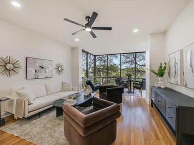Living area at 901 W 9th St Unit #203 - 1 bed 2 bath home
