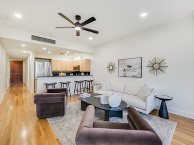 Primary bedroom at 901 W 9th St Unit #203 - 1 bed 2 bath home