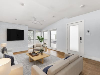 Living area at 909 Reinli St Unit #232 - 1 bed 1 bath home
