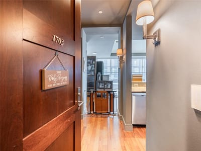 Primary bedroom at 98 San Jacinto BLVD Unit #1703 - 1 bed 1 bath home