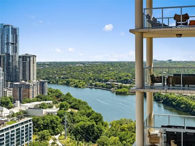 Living area at 98 San Jacinto BLVD Unit #2404 - 2 bed 2 bath home