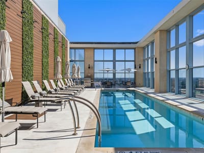 Primary bedroom at 98 San Jacinto BLVD Unit #2404 - 2 bed 2 bath home