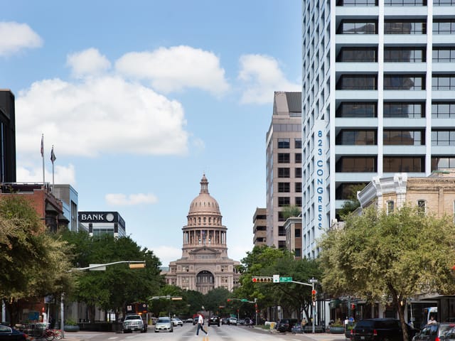 Congress Avenue and downtown Austin near Austin City Lofts
